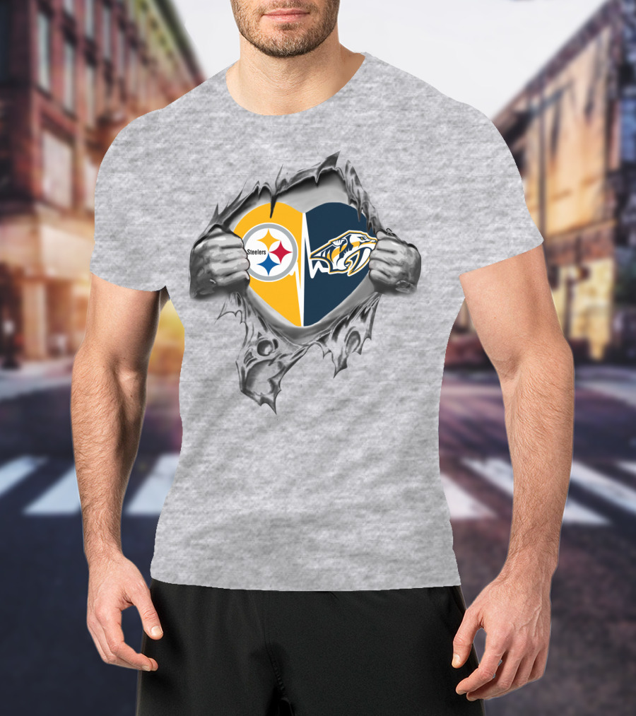 Steelers Predators Heart Passion Fan T-Shirt