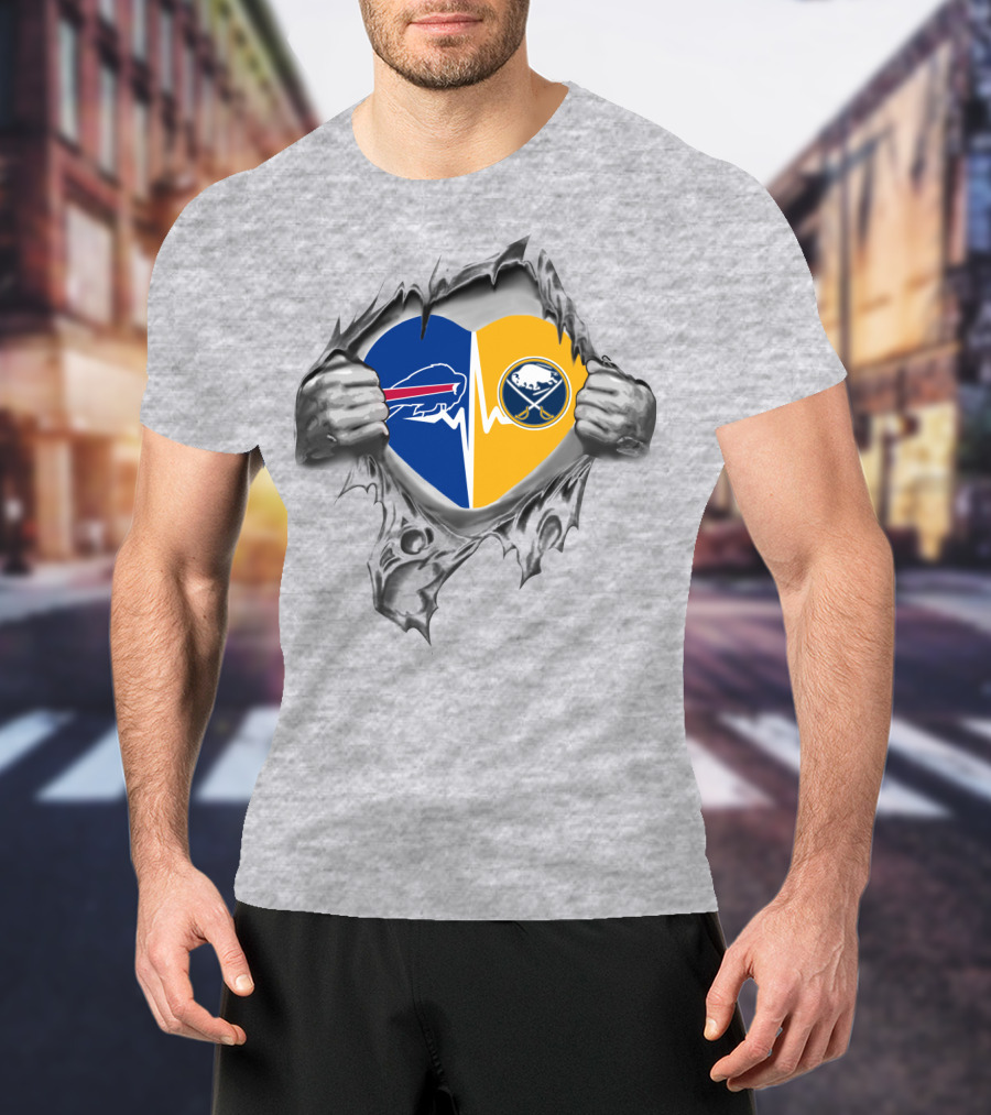 Bills Sabres Heartbeat Unity T-Shirt
