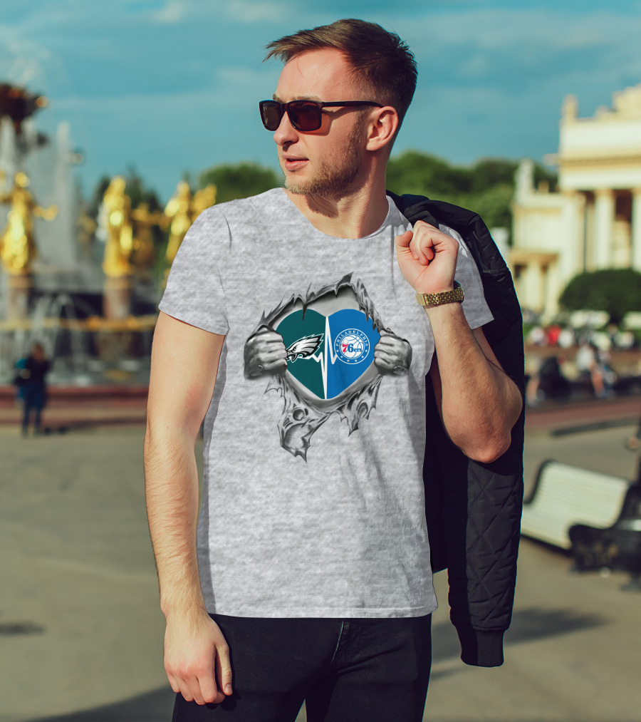 Eagles 76Ers Philadelphia Heart T-Shirt