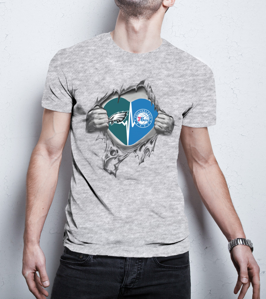 Eagles 76Ers Philadelphia Heart T-Shirt