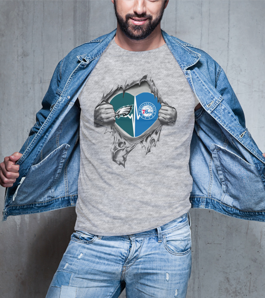 Eagles 76Ers Philadelphia Heart T-Shirt