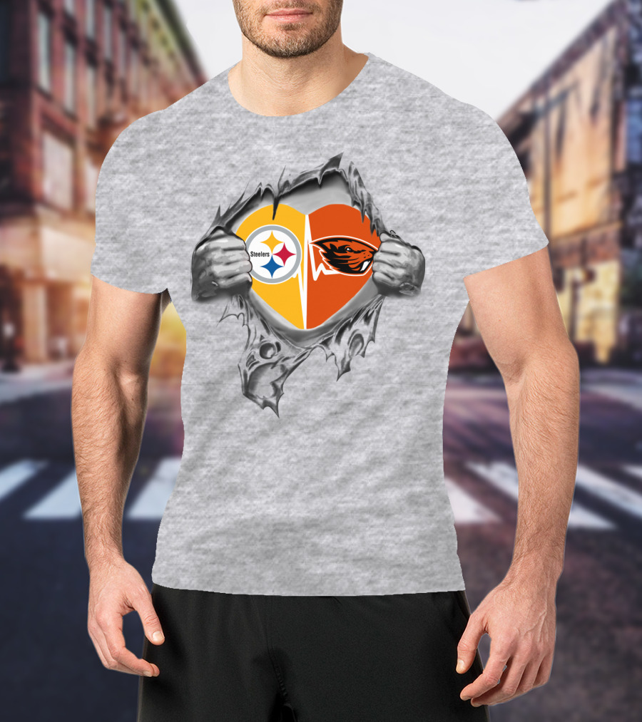 Steelers Beavers Heart Dual Loyalty Fan Passion T-Shirt