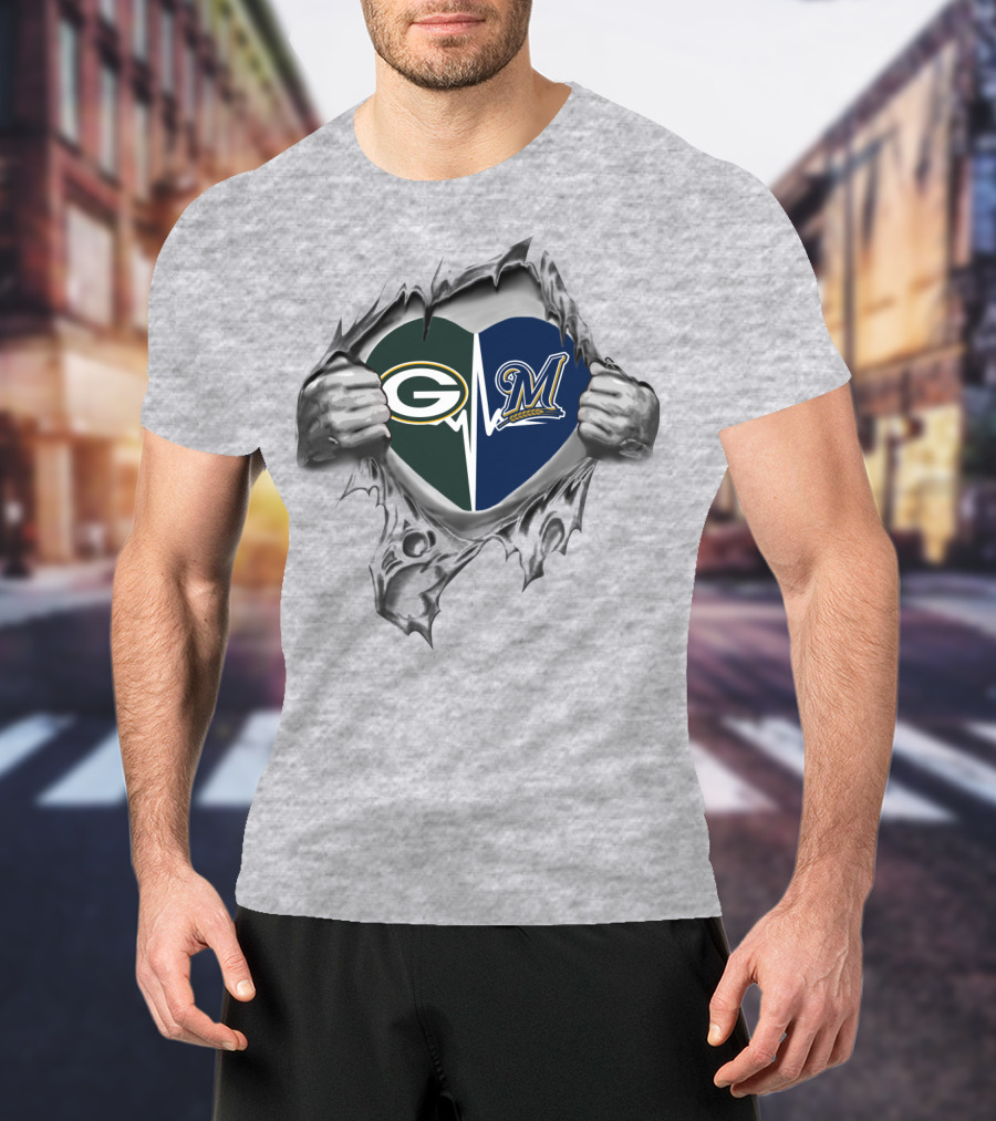 Green Bay Packers Milwaukee Brewers In My Heart T-Shirt