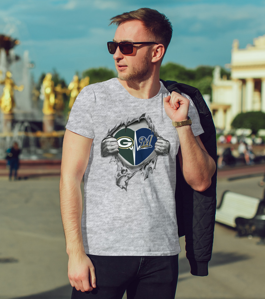 Green Bay Packers Milwaukee Brewers In My Heart T-Shirt