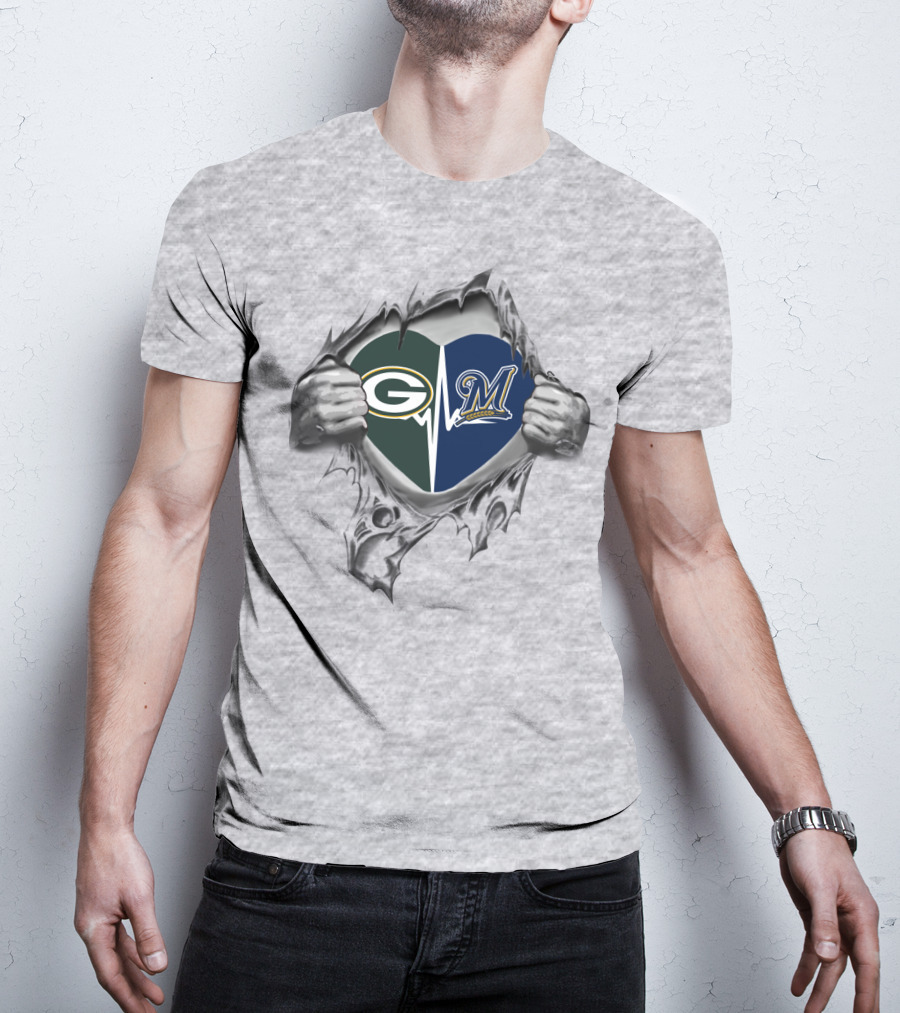 Green Bay Packers Milwaukee Brewers In My Heart T-Shirt