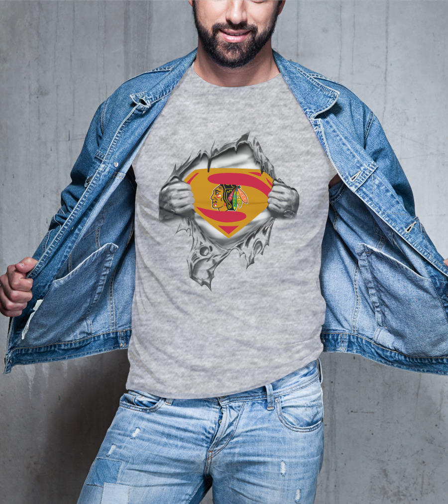Blackhawks Superman Chest Emblem Fusion T-Shirt