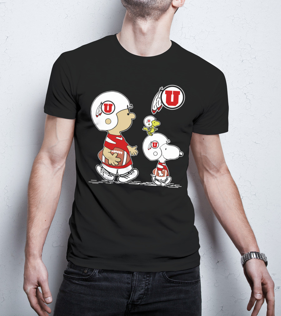 Utah Utes Football Snoopy And Woodstock Team Helmets T-Shirt