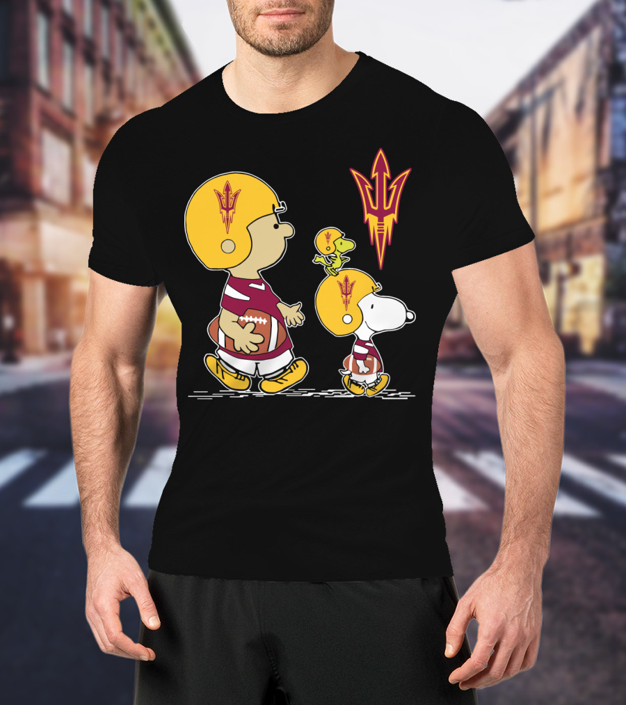 Arizona State Peanuts Football Trio Helmet T-Shirt
