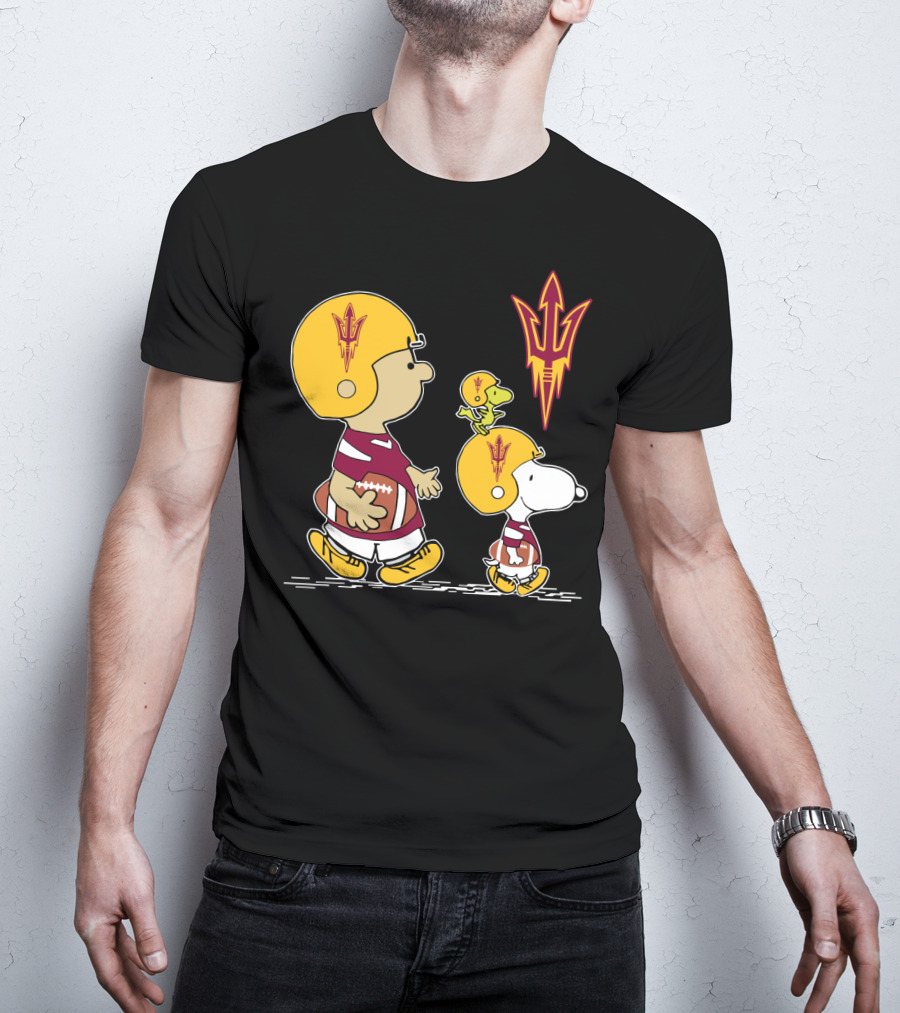 Arizona State Peanuts Football Trio Helmet T-Shirt