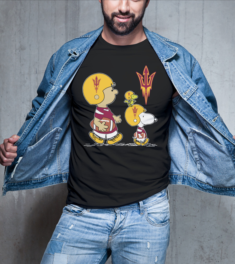 Arizona State Peanuts Football Trio Helmet T-Shirt