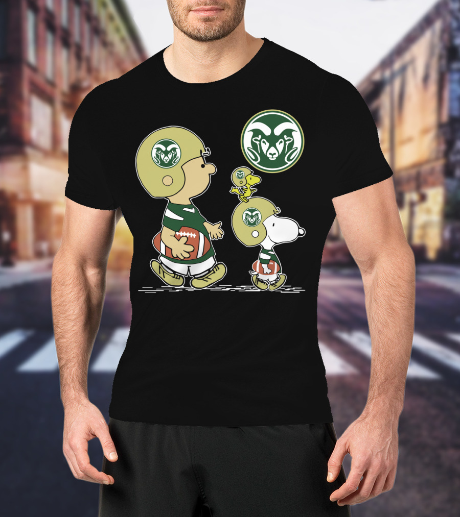 Colorado State Rams Snoopy And Woodstock Football Helmets T-Shirt