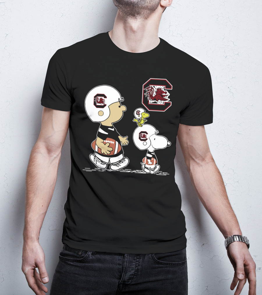South Carolina Gamecocks Snoopy And Friends Football Helmets T-Shirt