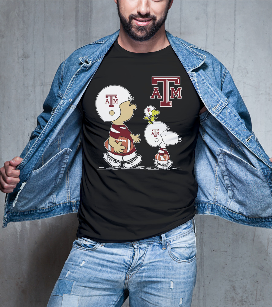 Texas A&M Aggies Snoopy Peanuts Football Woodstock T-Shirt