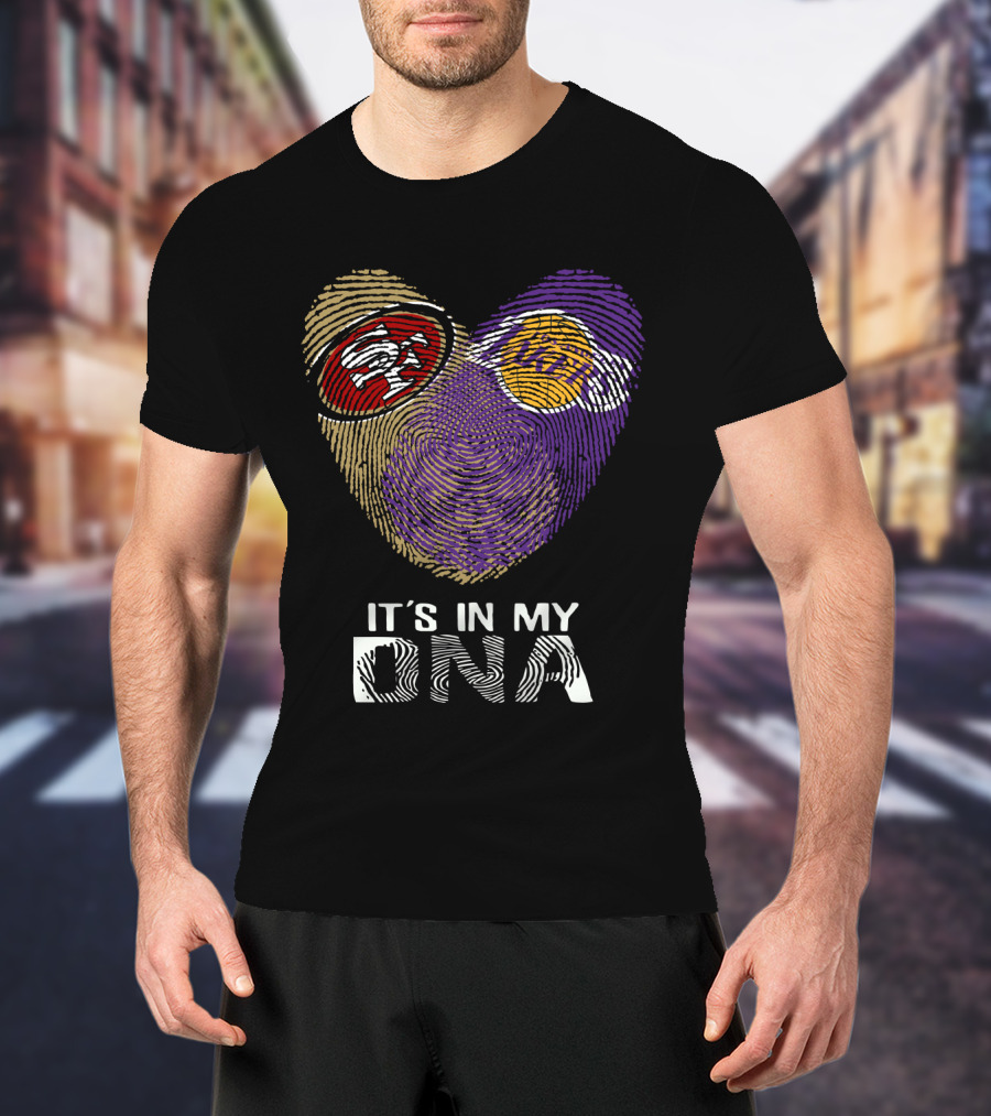 49ers Lakers It's In My DNA Fingerprint Heart T-Shirt
