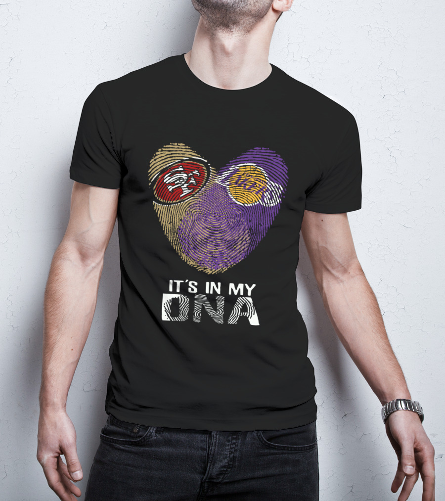 49ers Lakers It's In My DNA Fingerprint Heart T-Shirt
