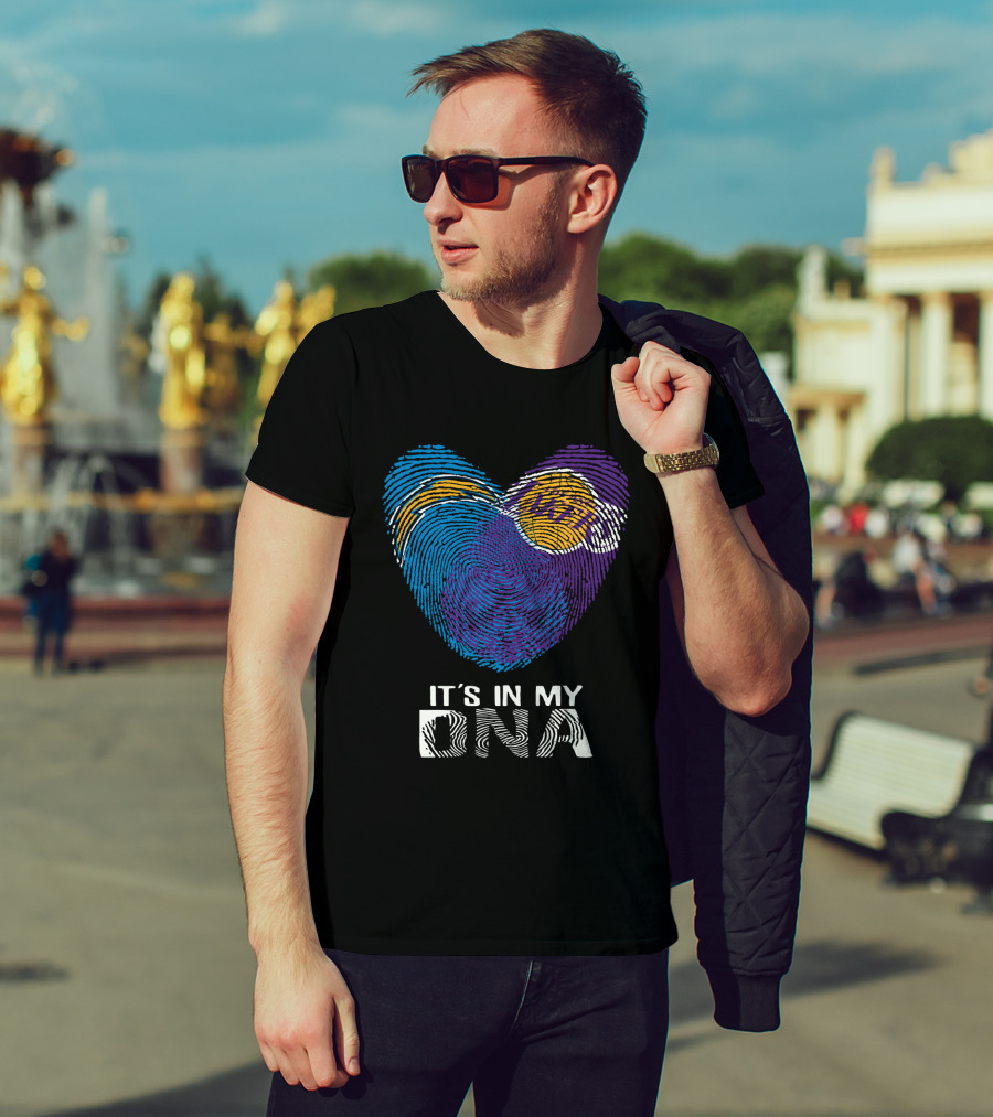 Chargers Lakers It's In My DNA Fingerprint Heart T-Shirt