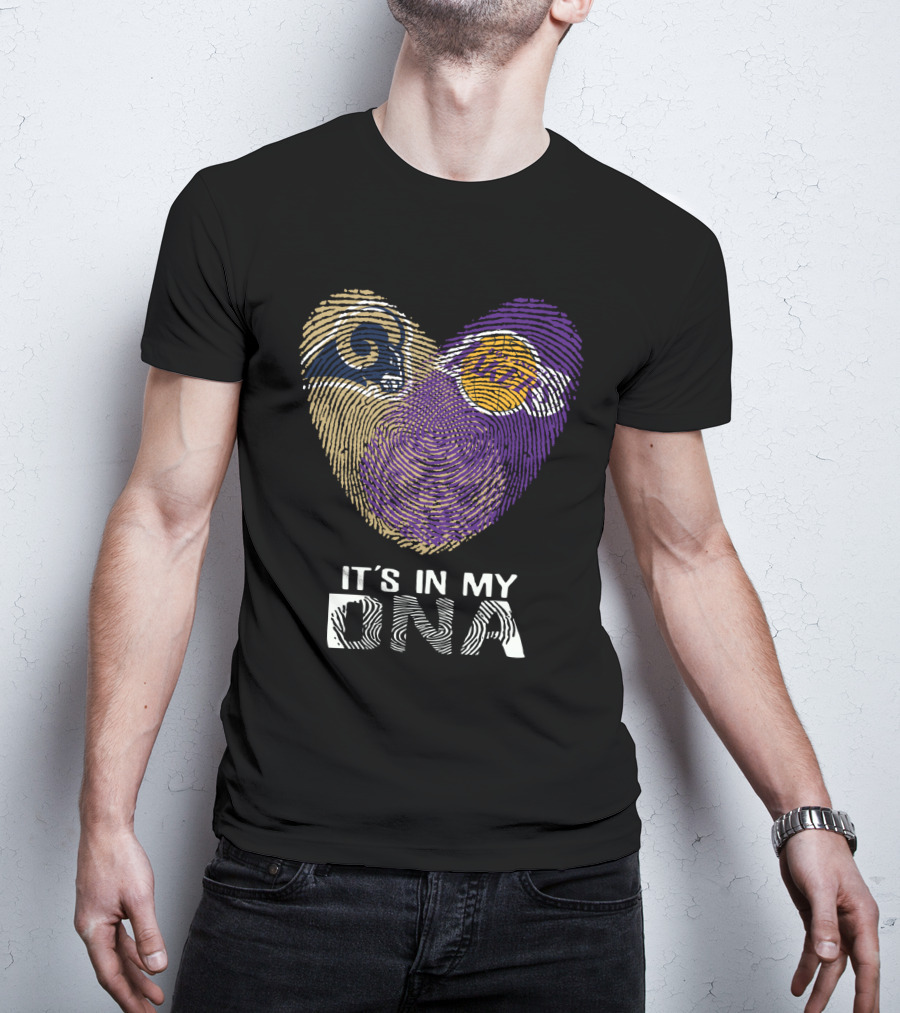 Rams Lakers It's In My Dna Fingerprint Heart T-Shirt