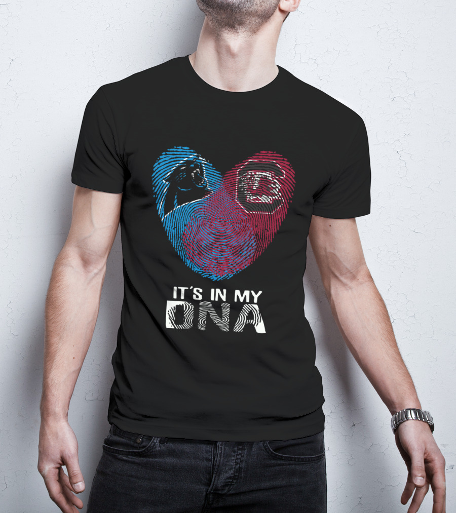 Panthers Gamecock It's In My DNA Fingerprint Heart T-Shirt