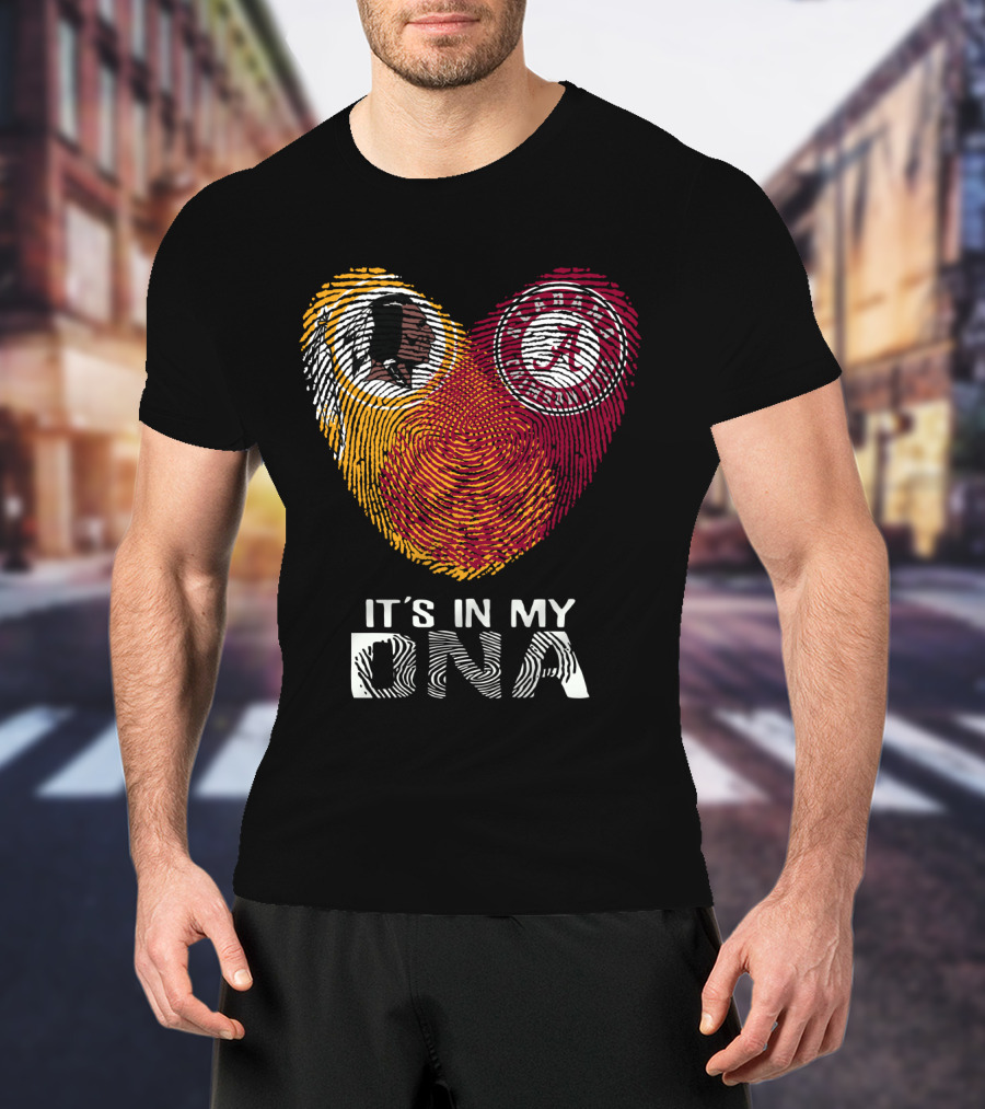 Redskins Crimson Tide It's In My Dna Fingerprint Heart T-Shirt