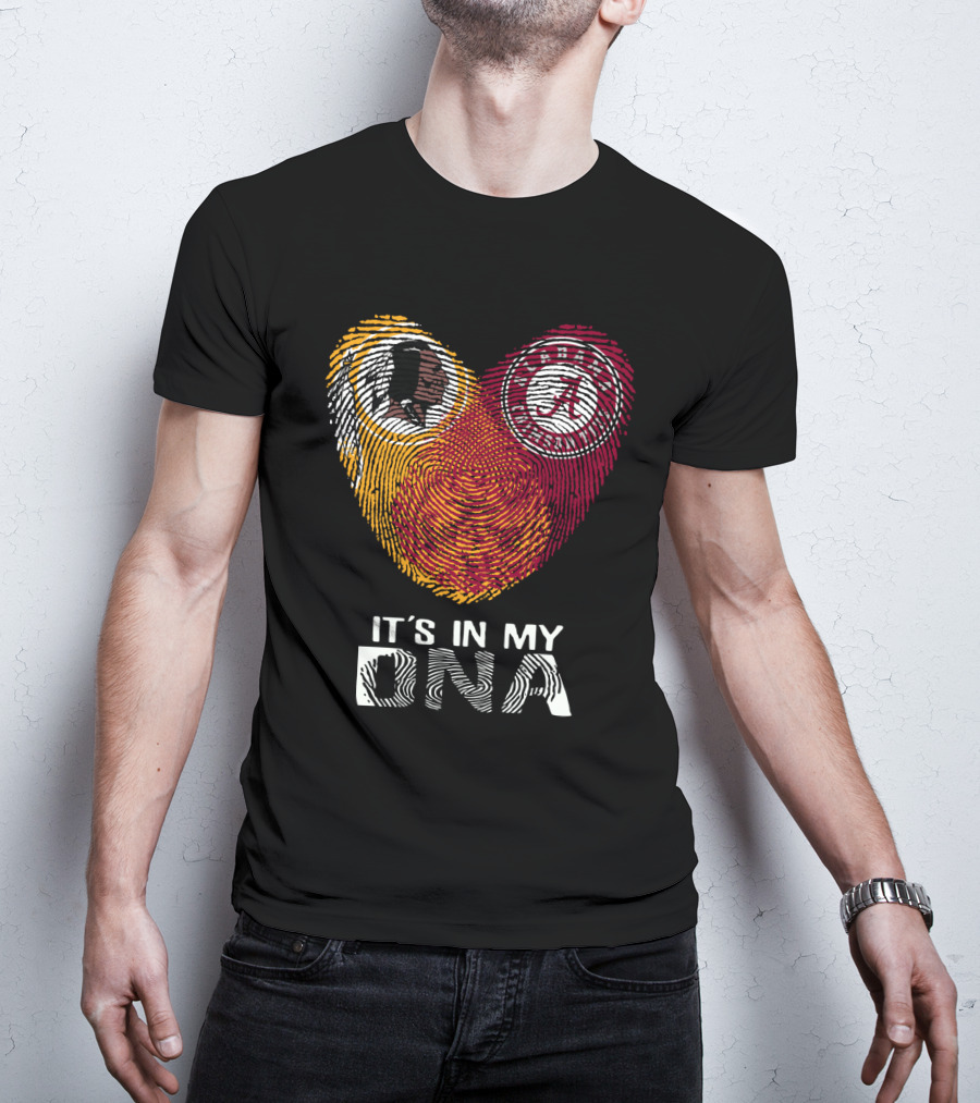 Redskins Crimson Tide It's In My Dna Fingerprint Heart T-Shirt