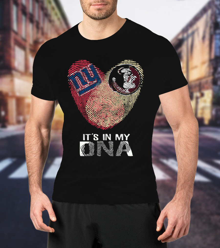 Giants Seminoles It's In My DNA Fingerprint Heart T-Shirt