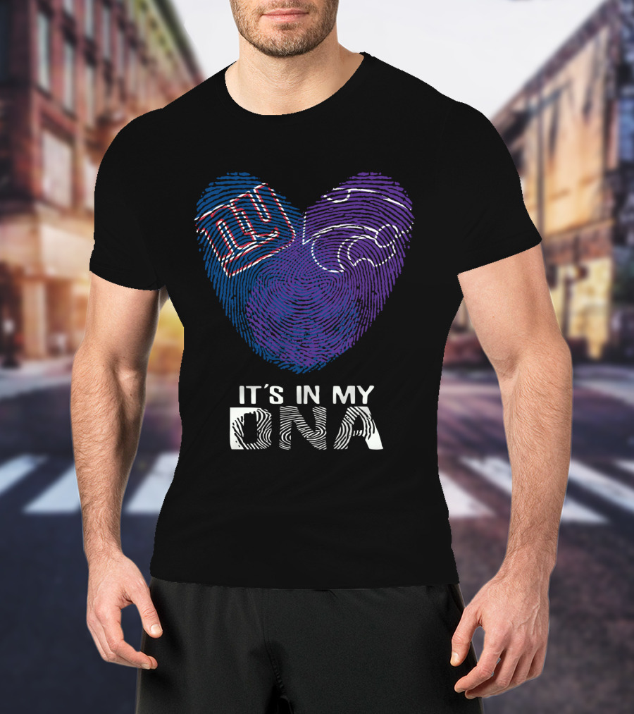 Giants Kansas St It's In My DNA Fingerprint Heart T-Shirt