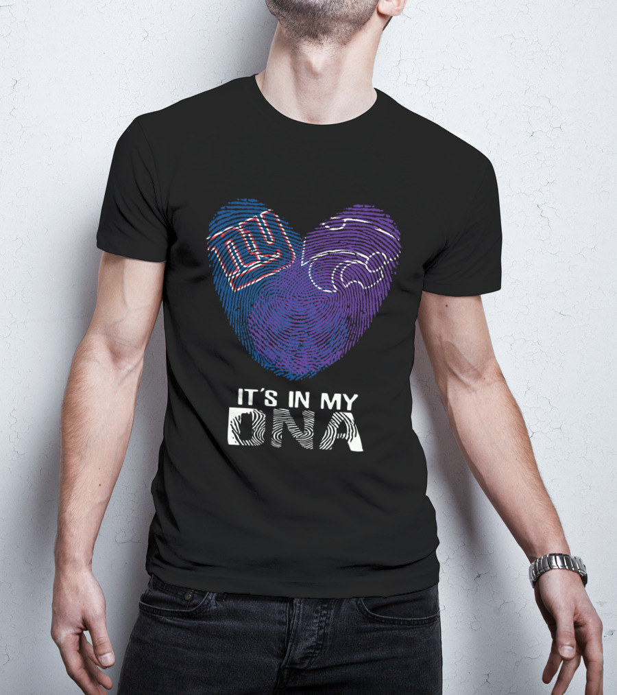 Giants Kansas St It's In My DNA Fingerprint Heart T-Shirt