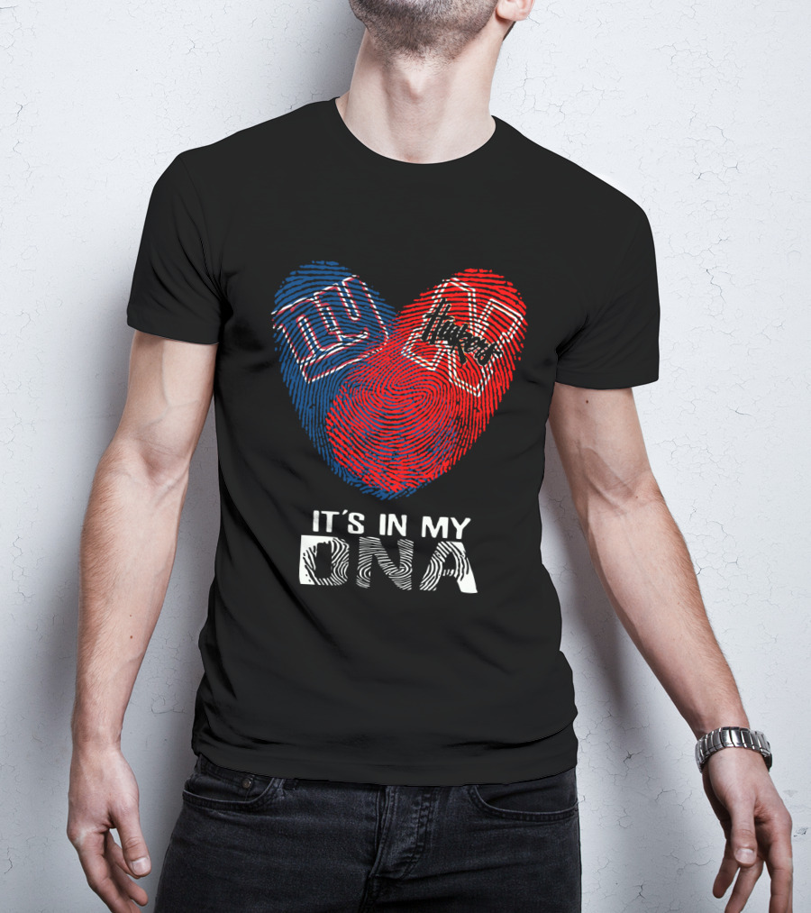Giants Huskers It's In My DNA Fingerprint Heart T-Shirt