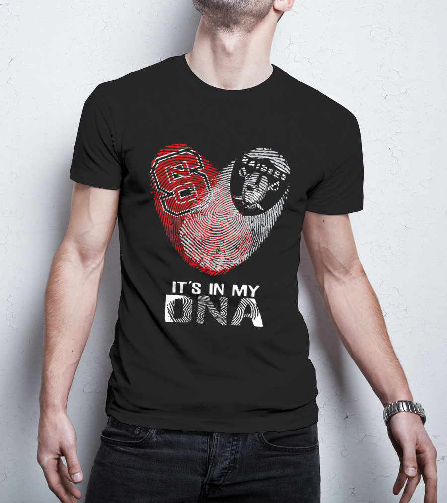 Raiders NC State It's In My DNA Fingerprint Heart T-Shirt
