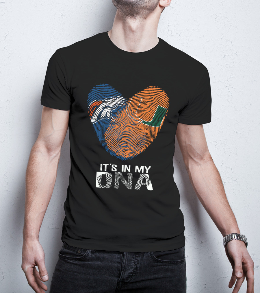 Broncos Hurricanes It's In My DNA Fingerprint Heart T-Shirt