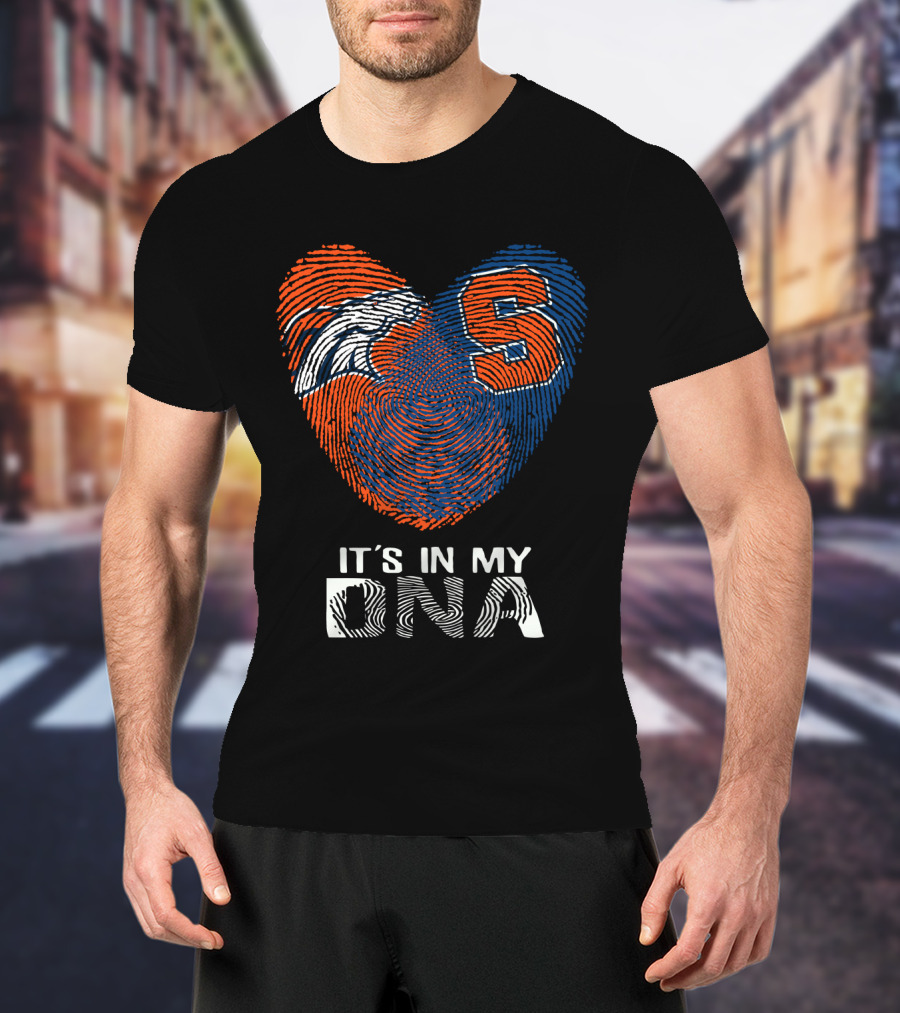 Broncos Syracuse Fingerprint Heart It's In My DNA T-Shirt