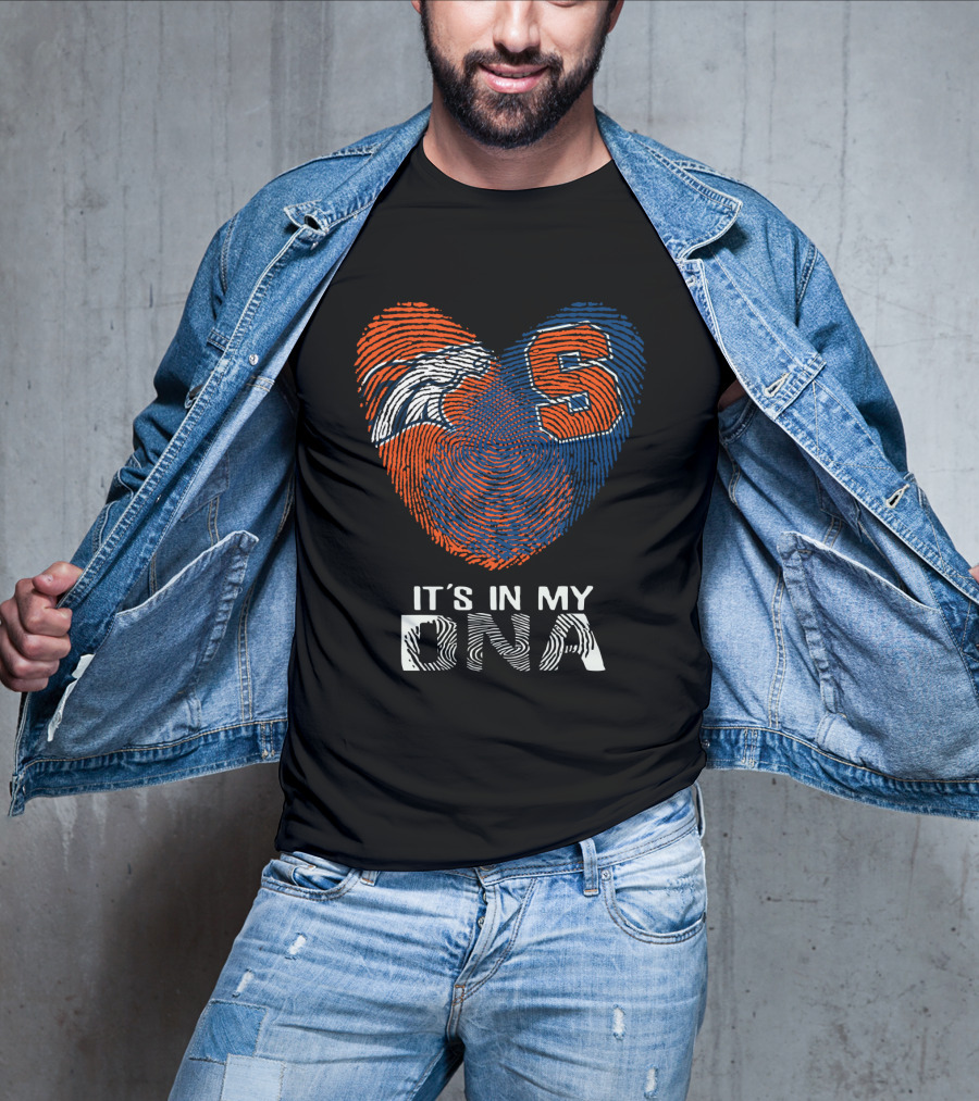 Broncos Syracuse Fingerprint Heart It's In My DNA T-Shirt