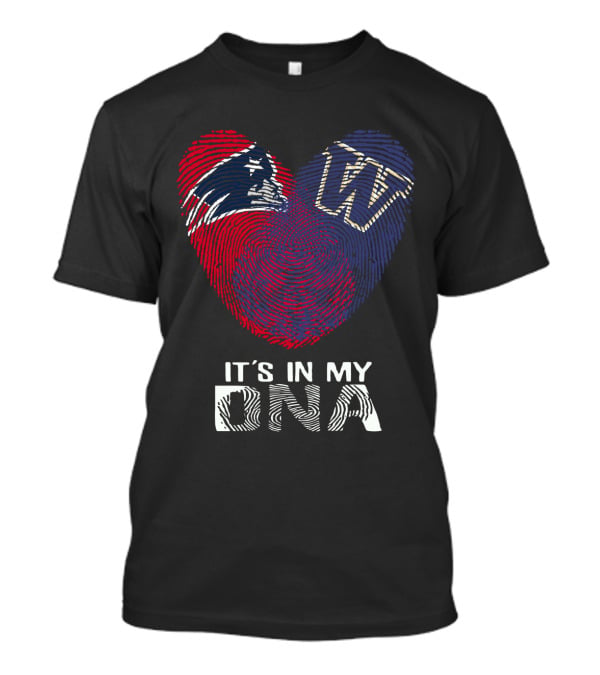 Patriots Huskies Fingerprint Heart It's In My DNA T-Shirt