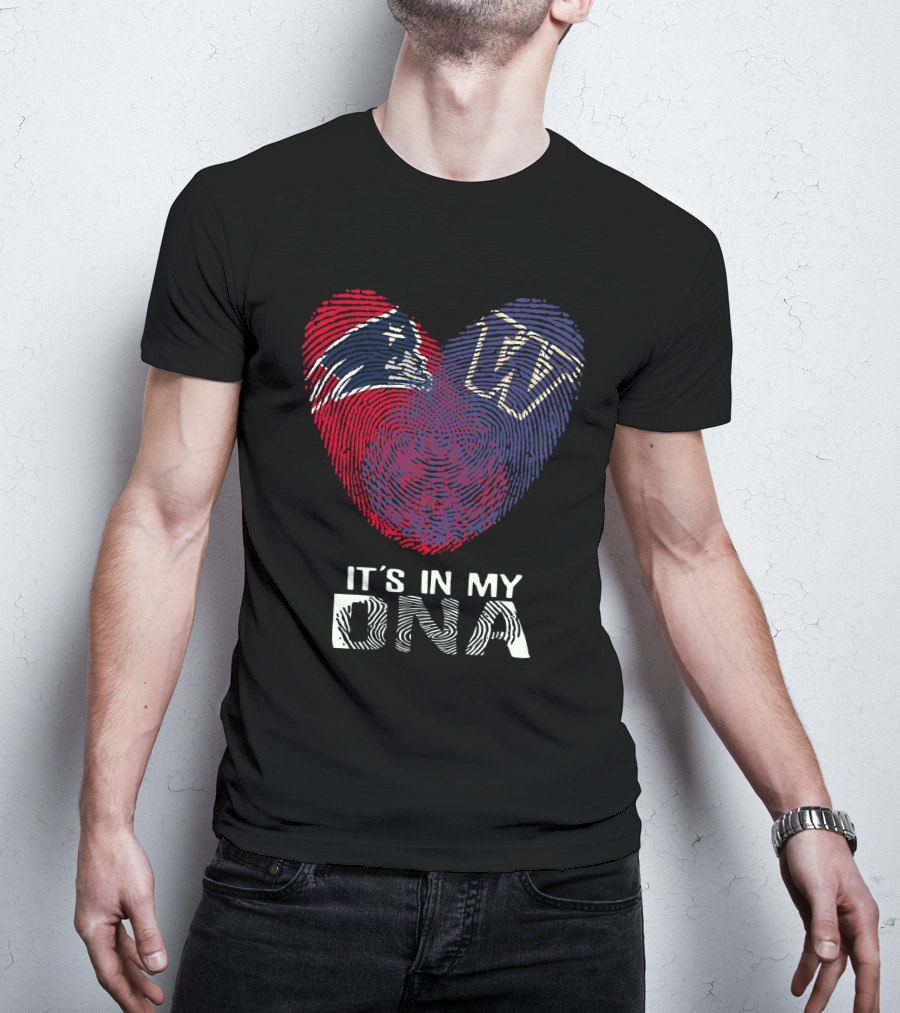 Patriots Huskies Fingerprint Heart It's In My DNA T-Shirt