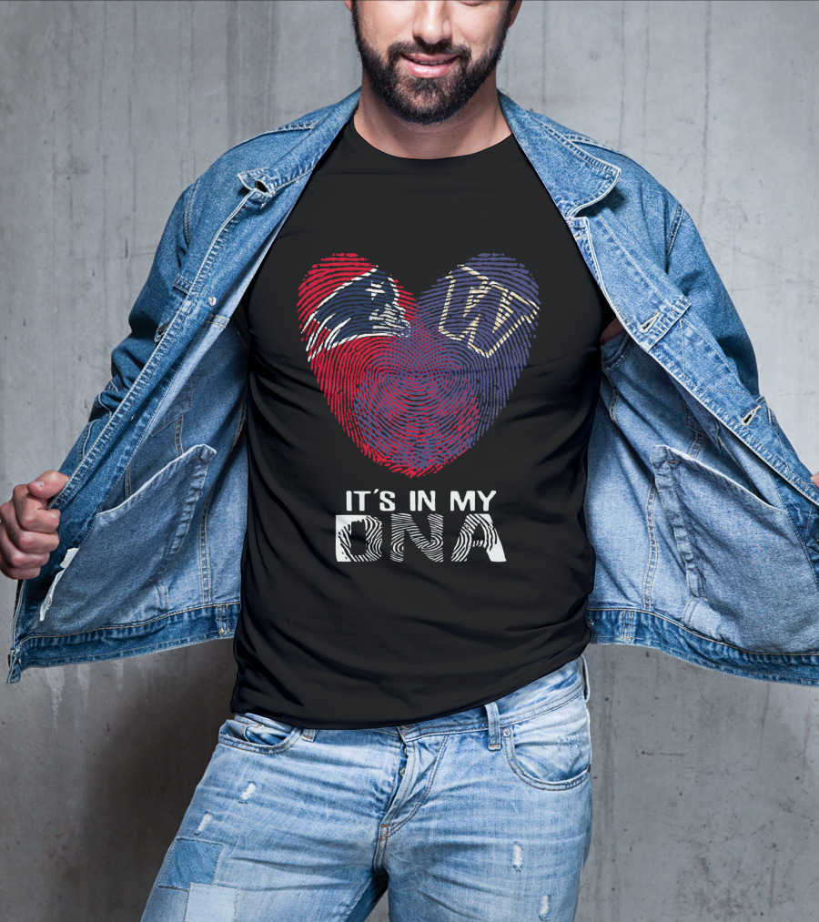 Patriots Huskies Fingerprint Heart It's In My DNA T-Shirt