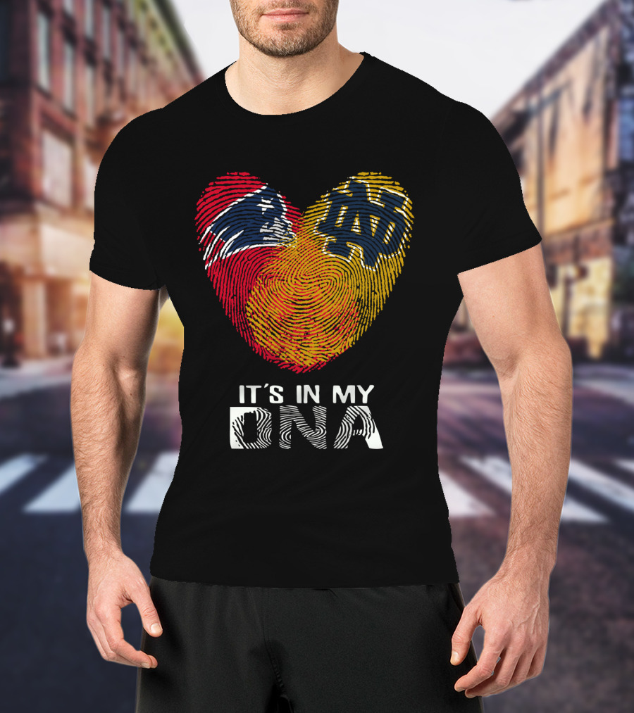 Patriots Notre Dame It's In My DNA Fingerprint Heart T-Shirt