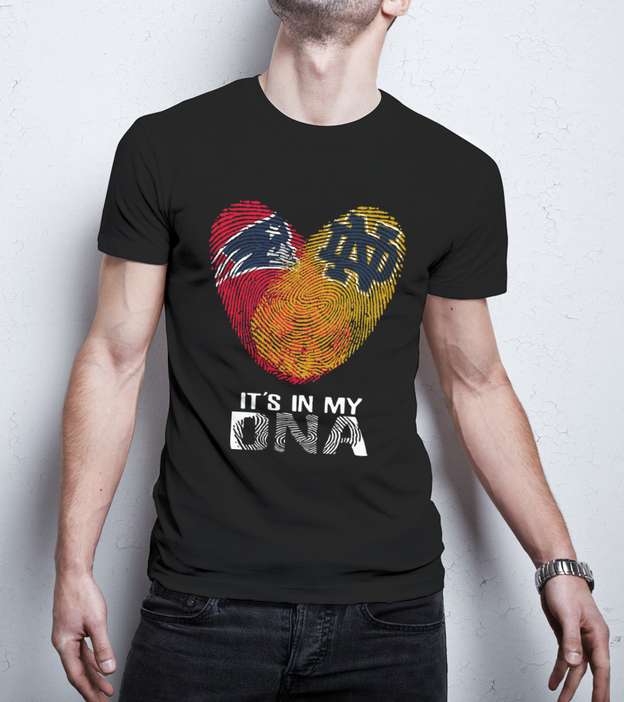 Patriots Notre Dame It's In My DNA Fingerprint Heart T-Shirt