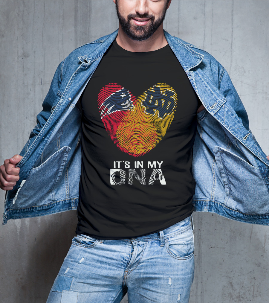 Patriots Notre Dame It's In My DNA Fingerprint Heart T-Shirt