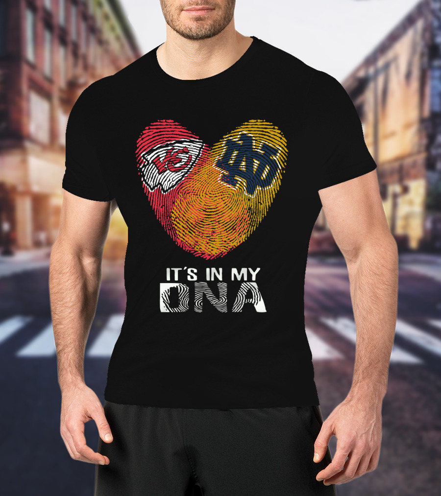Chiefs Notre Dame It's In My DNA Fingerprint Heart T-Shirt