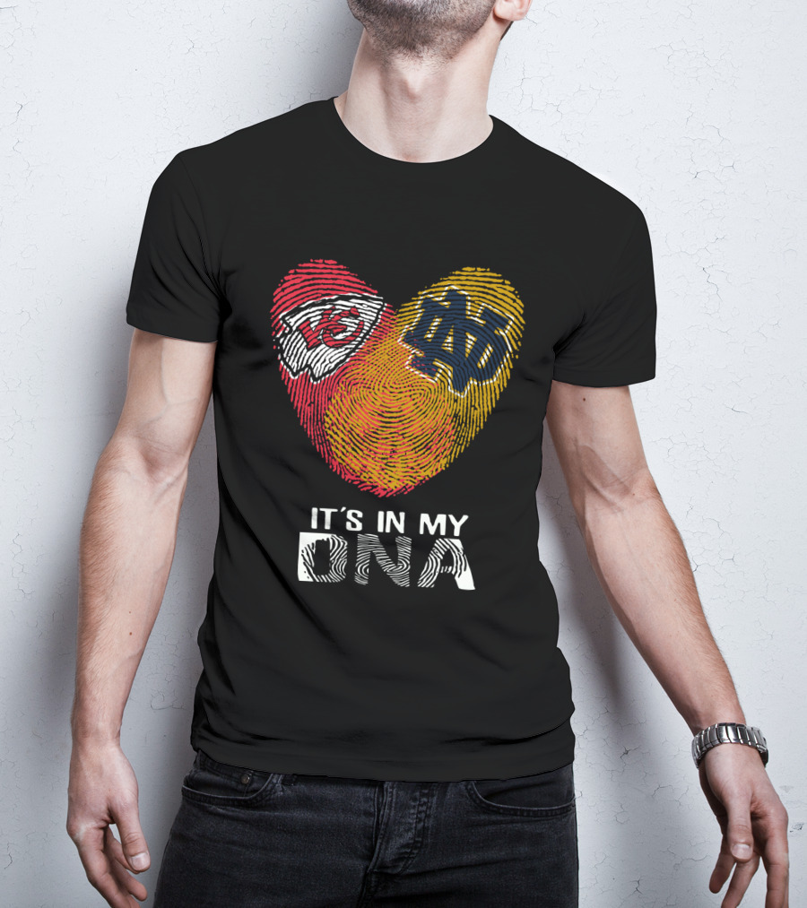 Chiefs Notre Dame It's In My DNA Fingerprint Heart T-Shirt