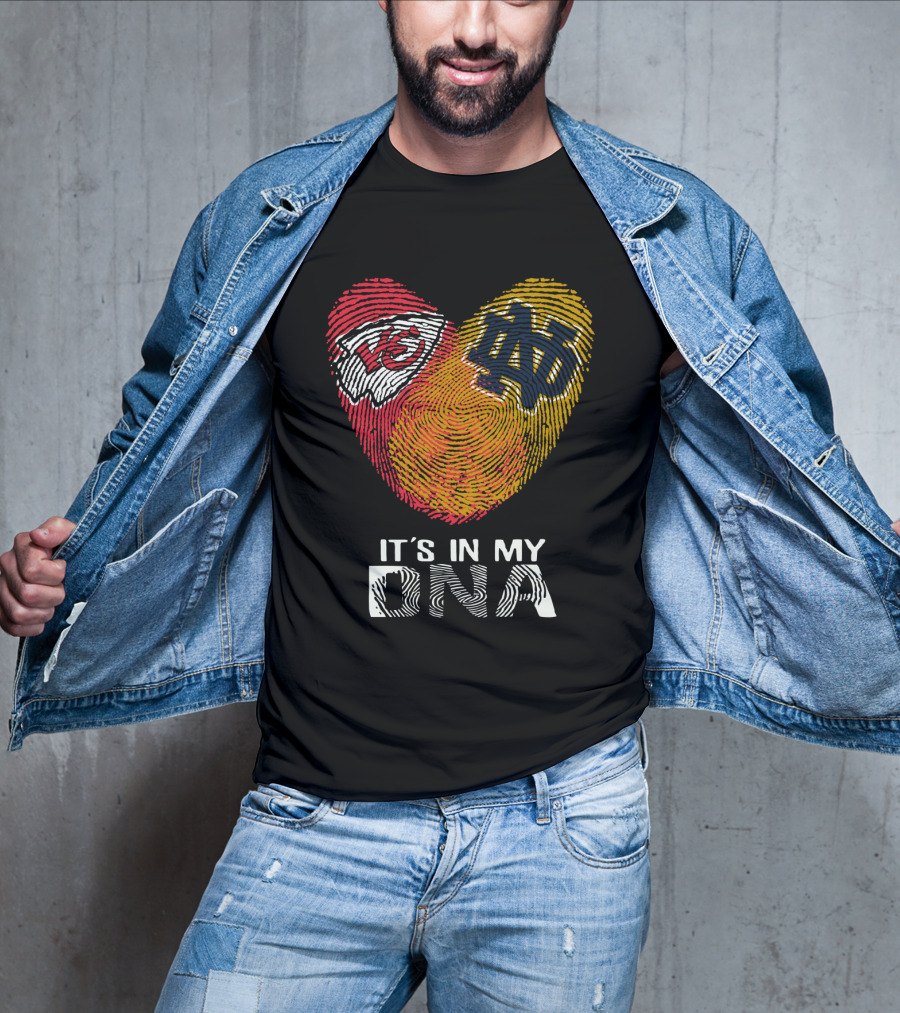 Chiefs Notre Dame It's In My DNA Fingerprint Heart T-Shirt