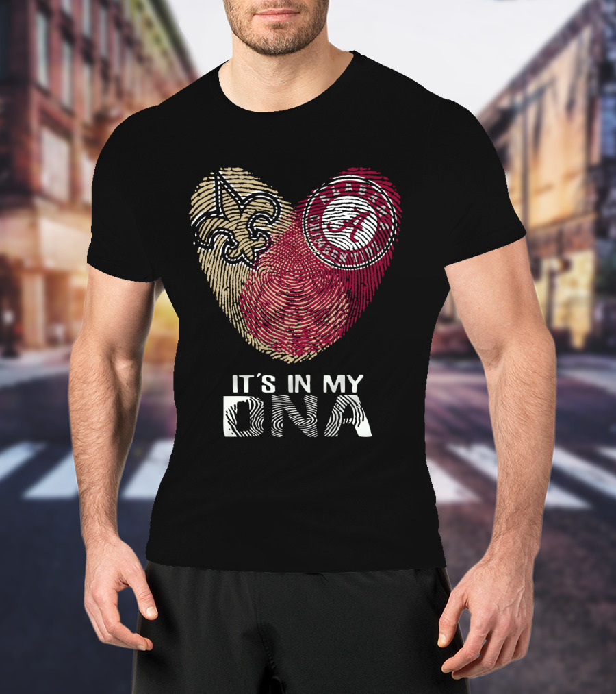 Saints Alabama It's In My DNA Fleur-de-Lis Fingerprint Crimson Tide T-Shirt