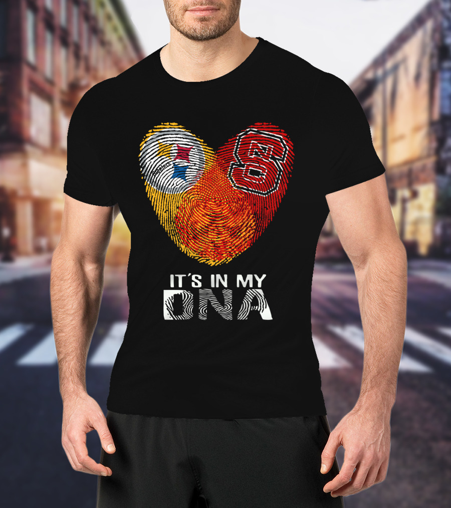 Steelers NC St It's In My DNA Fingerprint Heart T-Shirt