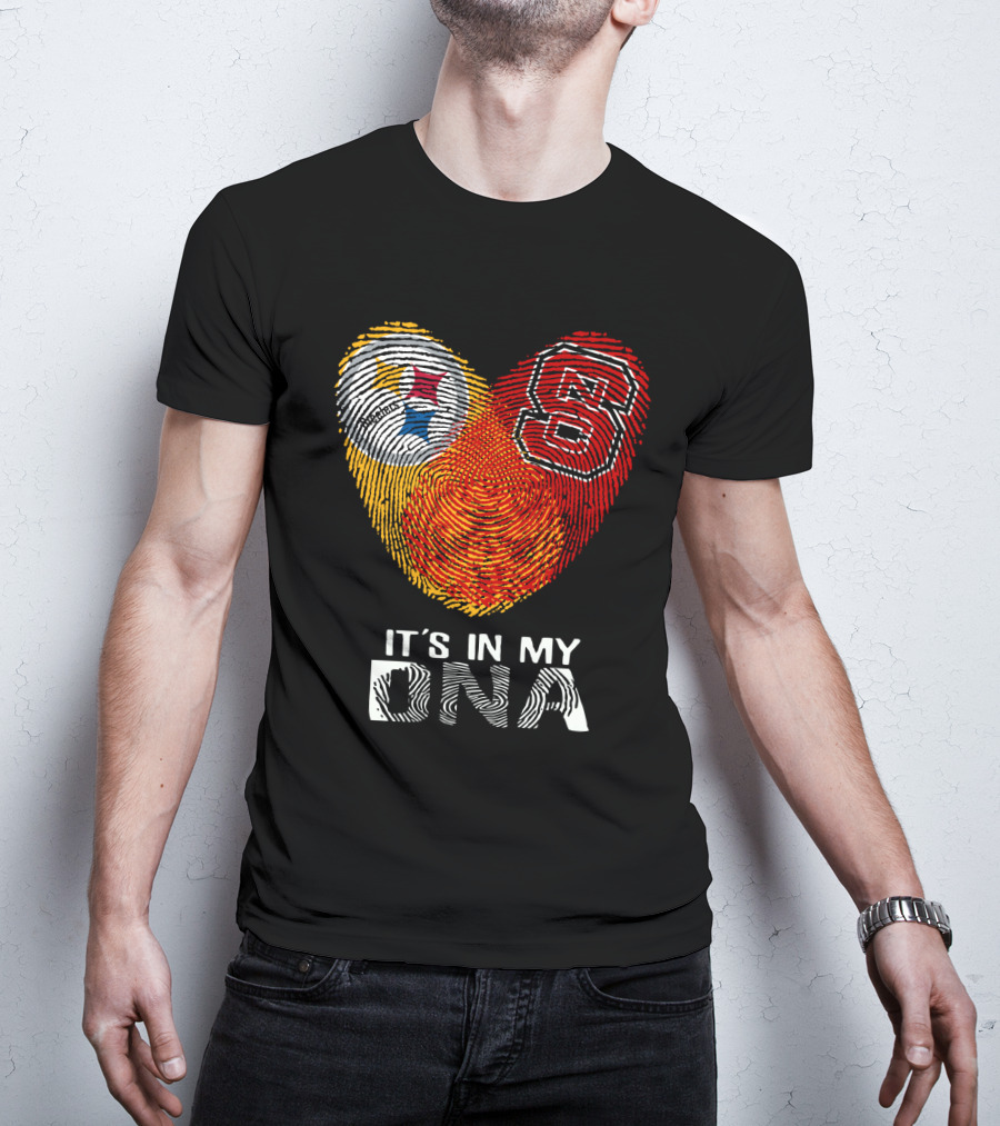Steelers NC St It's In My DNA Fingerprint Heart T-Shirt