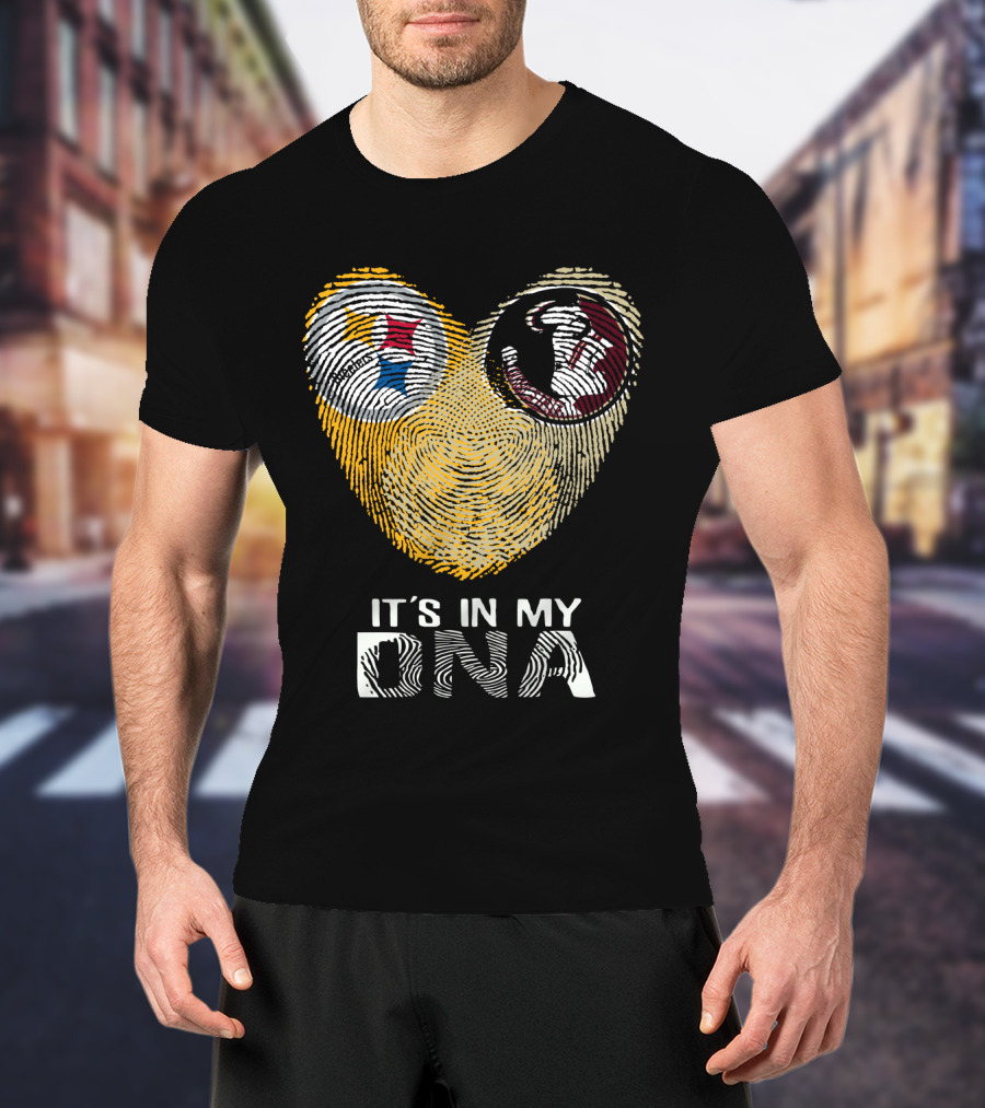 Steelers Seminoles It's In My DNA Fingerprint Heart T-Shirt