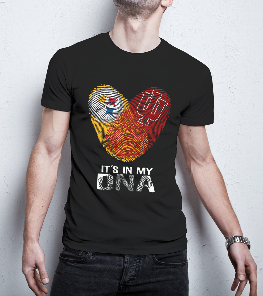 Steelers Indiana Hoosiers It's In My DNA Fingerprint Heart T-Shirt