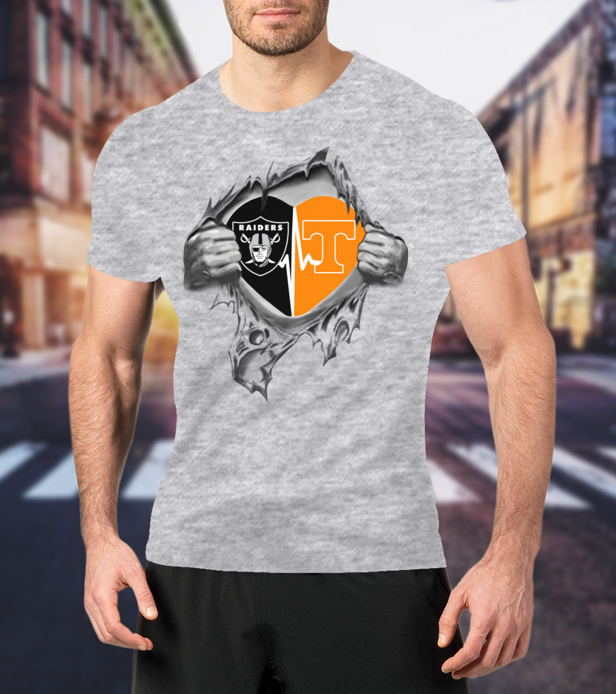 Raiders Tennessee Heartbeat Iconic Dual Loyalty Fan Passion T-Shirt
