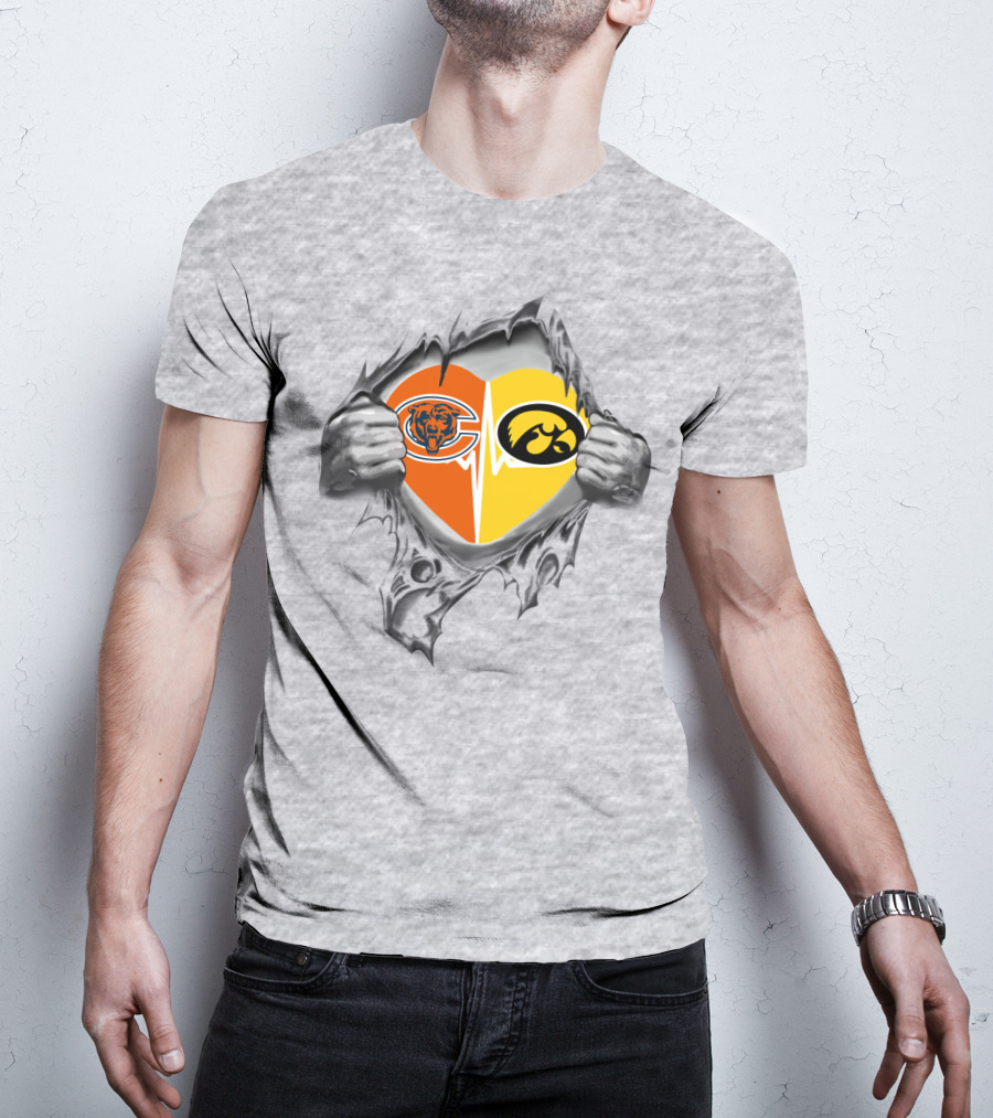 Bears Hawkeyes Heart Logo Dual Loyalty T-Shirt