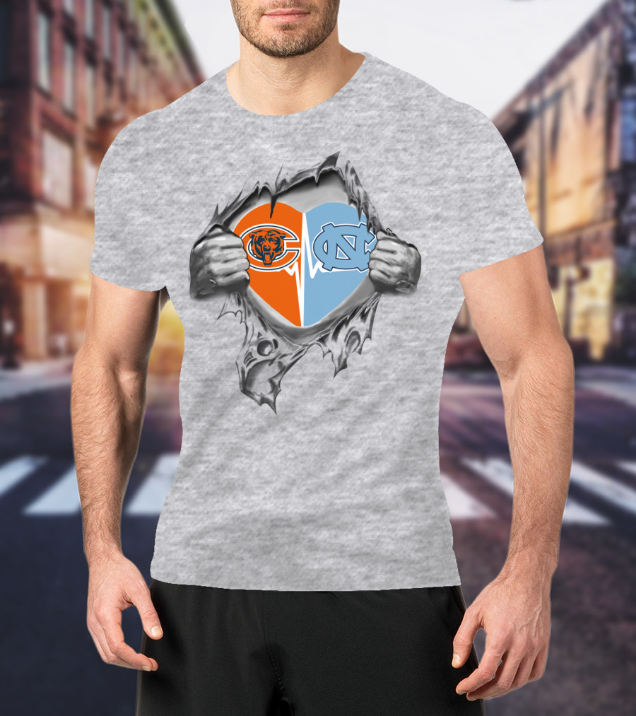 Bears Tar Heels Heart Break Open Logo Fusion T-Shirt