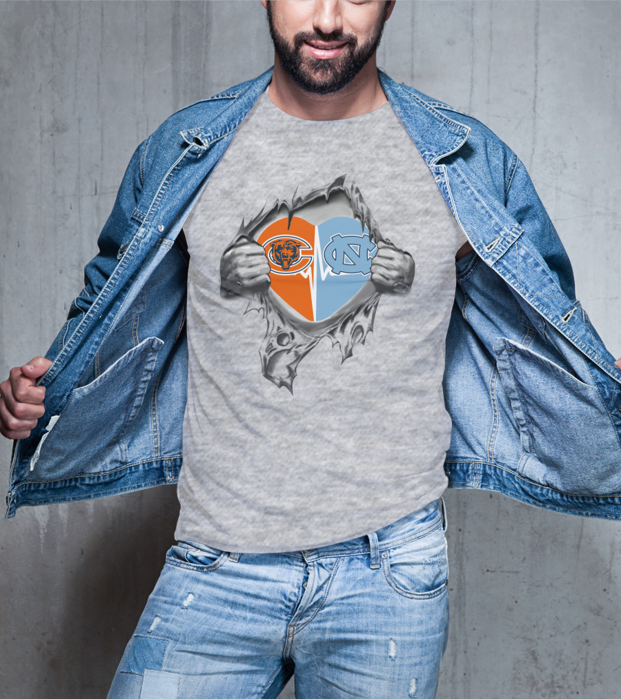 Bears Tar Heels Heart Break Open Logo Fusion T-Shirt
